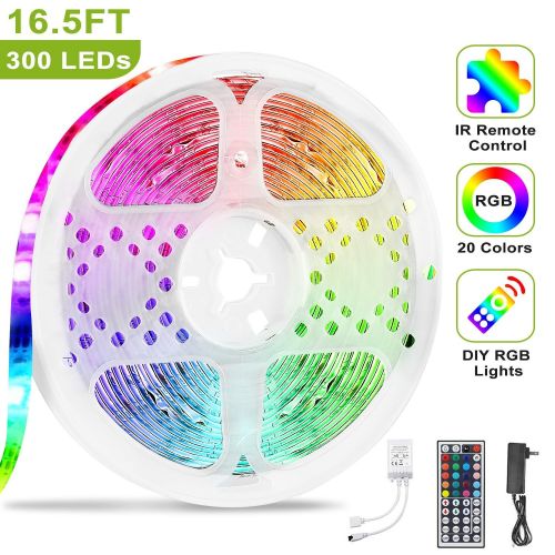 300 LEDs Strip Lights 5M/16.5ft 20 Colors RGB LED Strip IP65 Waterproof with Remote 300 LEDs Strip Lights 5M/16.5ft 20 Colors RGB LED Strip IP65 Waterproof with Remote
