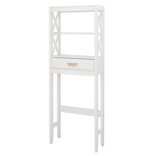 Over-the-Toilet Storage Cabinet With One Drawer Saver Bathroom Rack Over-the-Toilet Storage Cabinet With One Drawer Saver Bathroom Rack