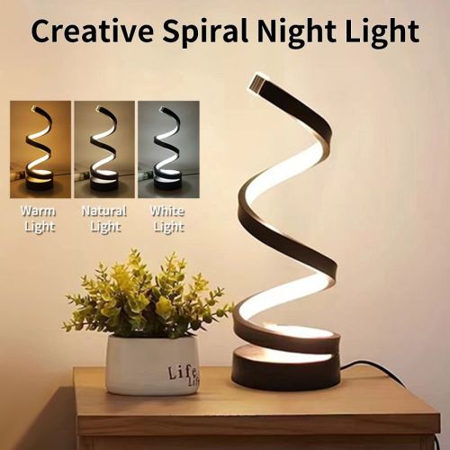 USB Plug In Creative Spiral LED Night Light Dimmable 3 Colors Adjustable For Living Room Office Desk Table Bedroom Bedside Decor USB Plug In Creative Spiral LED Night Light Dimmable 3 Colors Adjustable For Living Room Office Desk Table Bedroom Bedside Decor